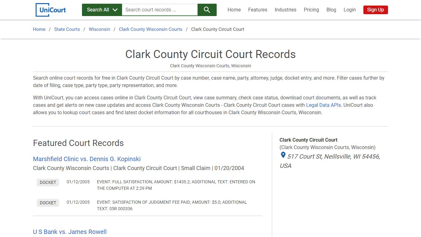 Clark County Circuit Court Records | Clark | UniCourt